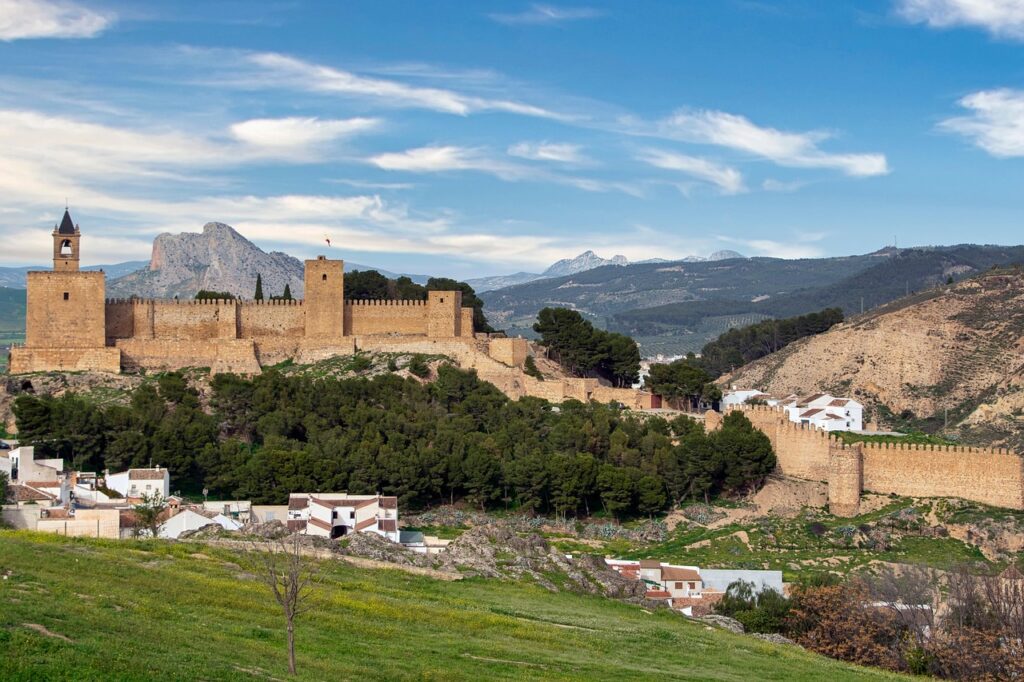 Inner courtyard detailed view of Alcazaba of Malaga