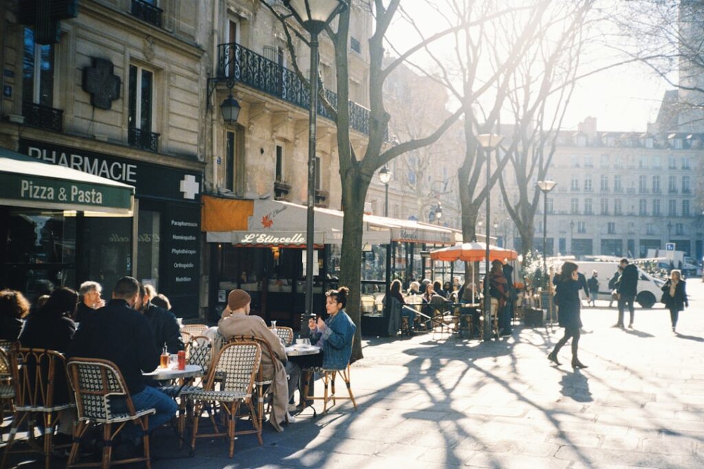 Plaza de la Merced morning café tables with Picasso birthplace in the background