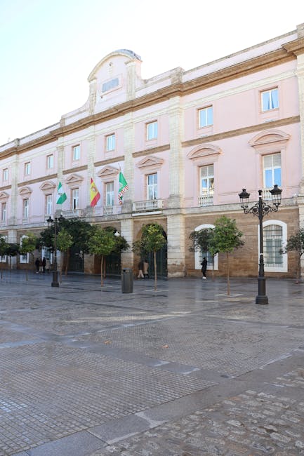 Police station facade at Plaza de la Marina in Malaga