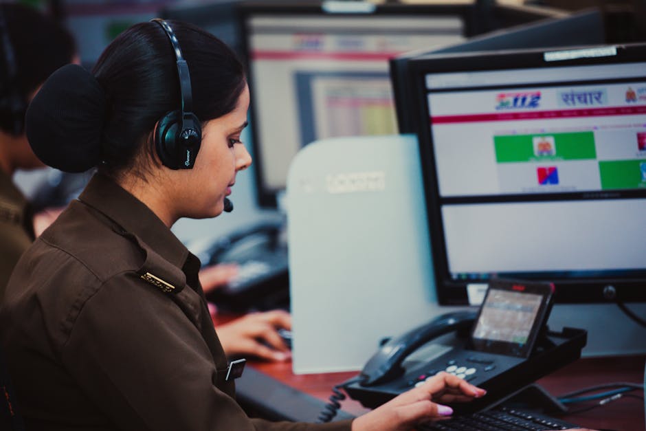 Emergency call centre operator answering a 112 call in Málaga control room