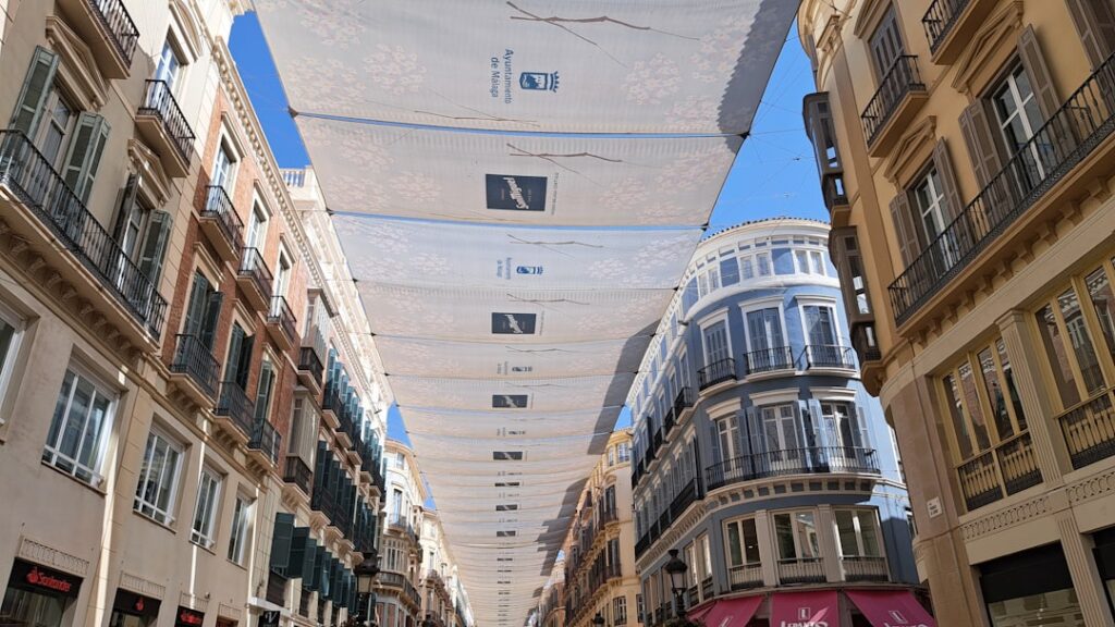 View of Málaga historic centre, Calle Larios with tourists