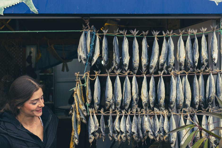 Getrockneter Fisch Harðfiskur an einem Marktstand in Reykjavík