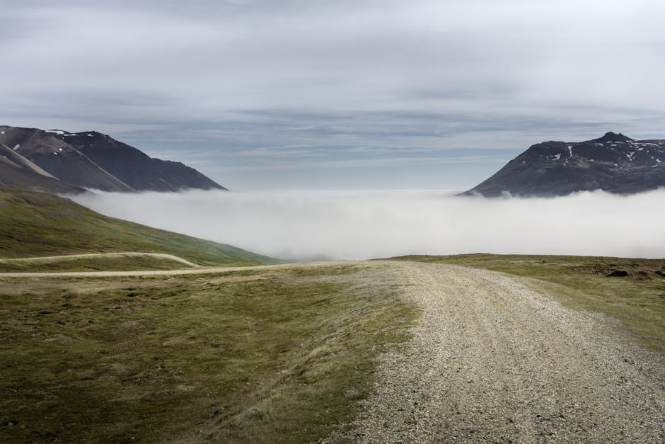 Highland gravel road in Iceland