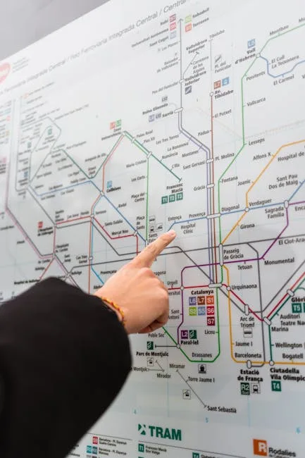Doigt pointant un plan du réseau du métro de Milan, correspondances visibles.