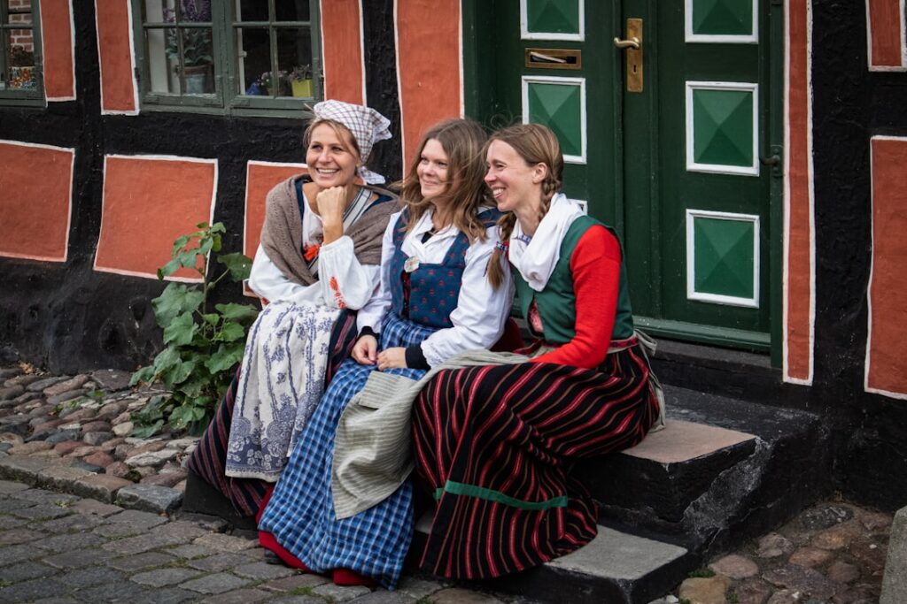 Dettaglio di costumi popolari svedesi al Skansen