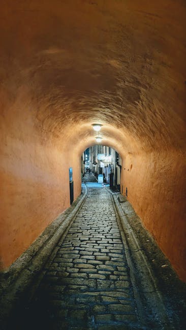Ricostruzione di una strada medievale nel Medeltidsmuseet, museo sotterraneo