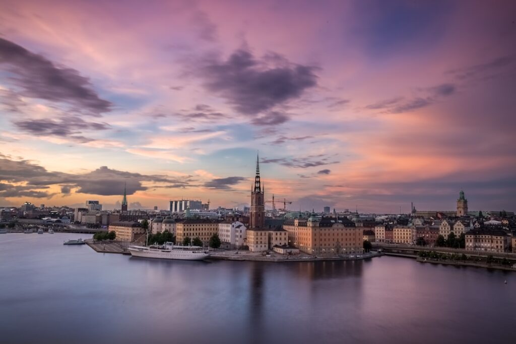 panoramisch uitzicht vanaf Monteliusvägen over Stockholm