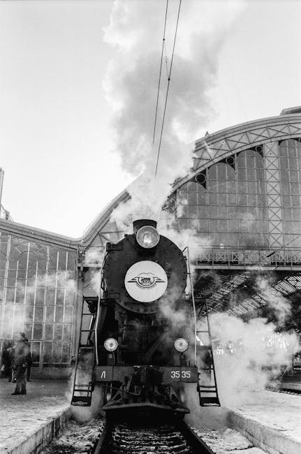 Historic steam locomotive near Bucharest station