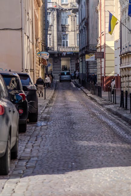 Lipscani narrow cobblestone lane in Old Town
