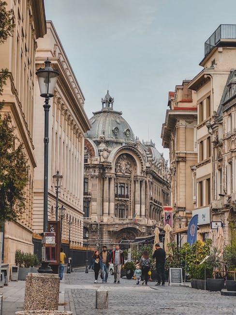 Piata Victoriei morning tram and museum facade