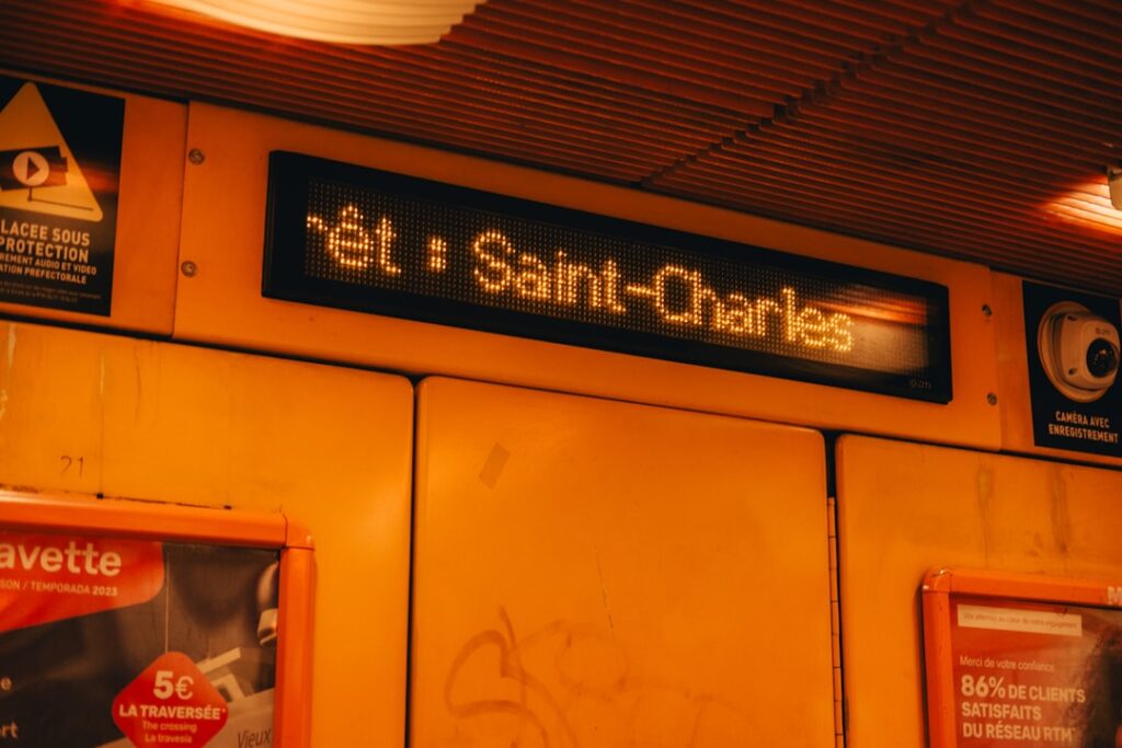 Busy entrance of Saint-Charles station with travelers and taxis