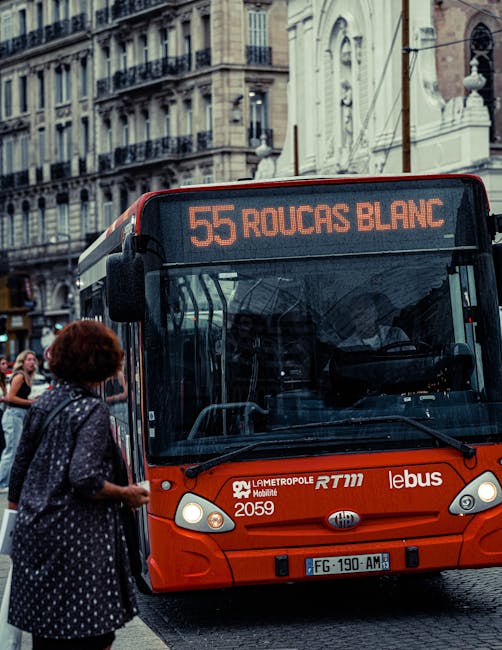 RTM bus on the seafront near Prado beach, Marseille