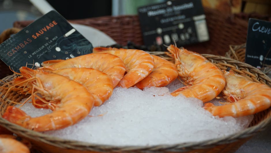 Bustling seafood stalls at Place des Capucins market