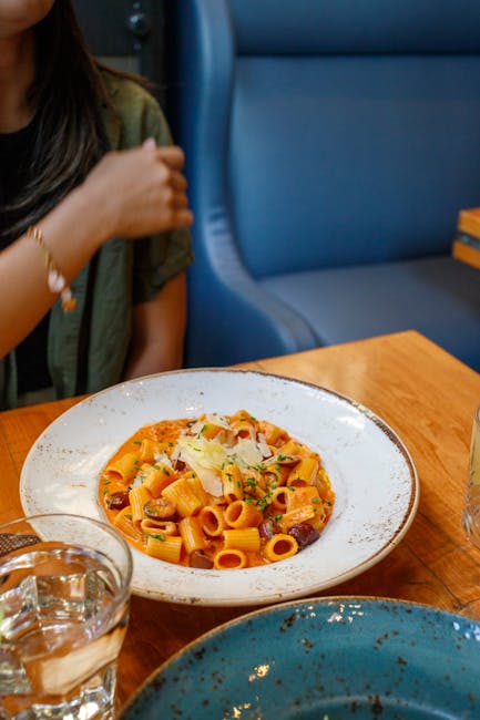 Pasta-Gericht in einem Restaurant in der Rue Sainte-Catherine