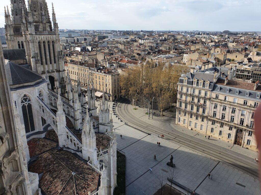 Street view of Saint-Michel Basilica and its tower
