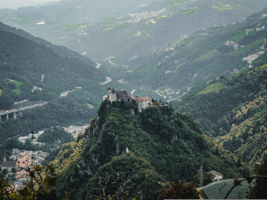 Corte citadel and mountain valley panorama