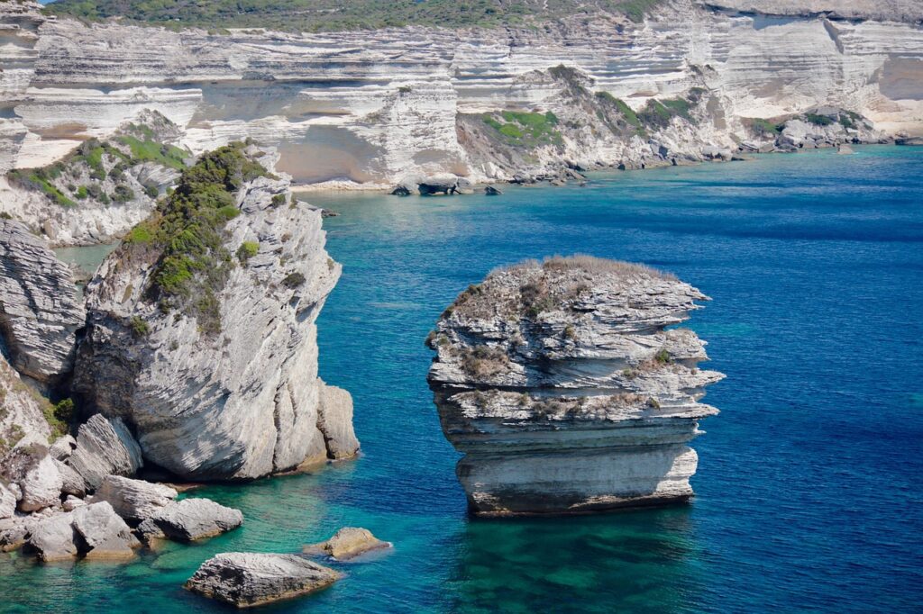 Bonifacio cliffs with the old town and harbour