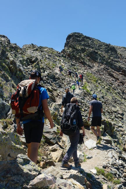 GR20 rugged mountain trail with hikers, Corsica