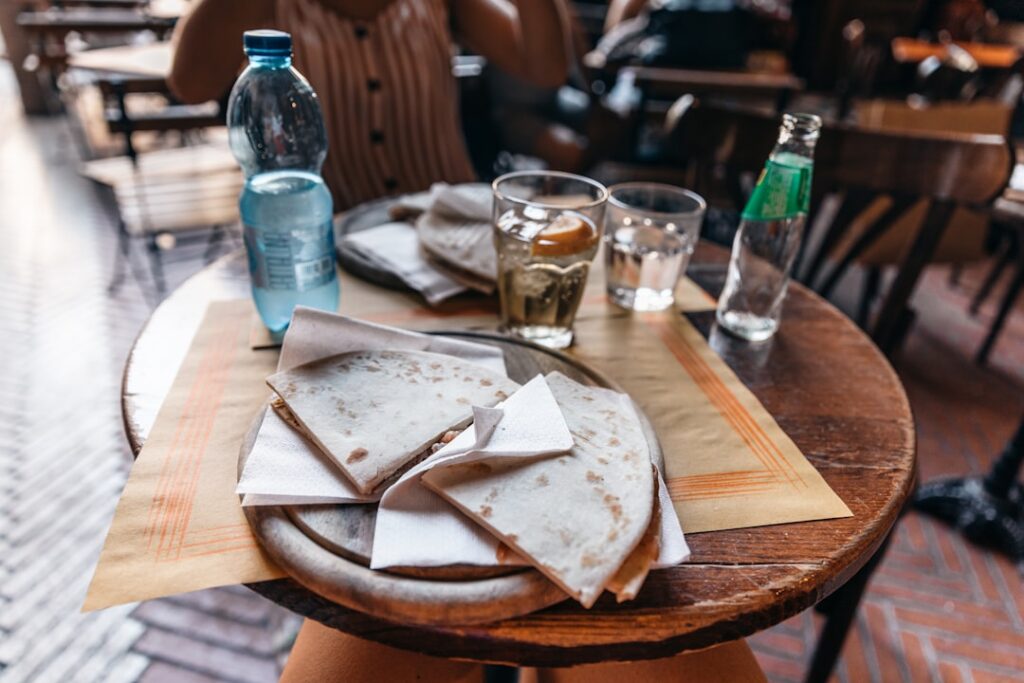 Italian flatbread sandwich (piadina) served at a street café in Valletta