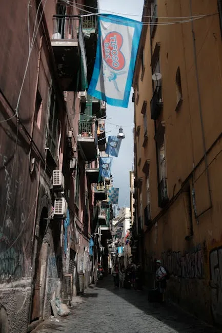 Narrow street in Naples historic centre
