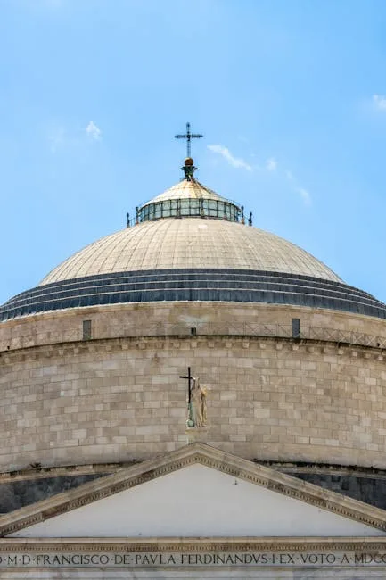 Dome and cross of Basilica San Francesco di Paola in Naples