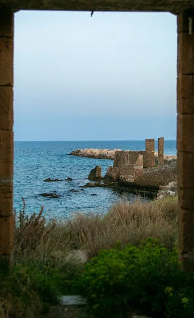 Ruins of Villa Jovis on a cliff with sea view