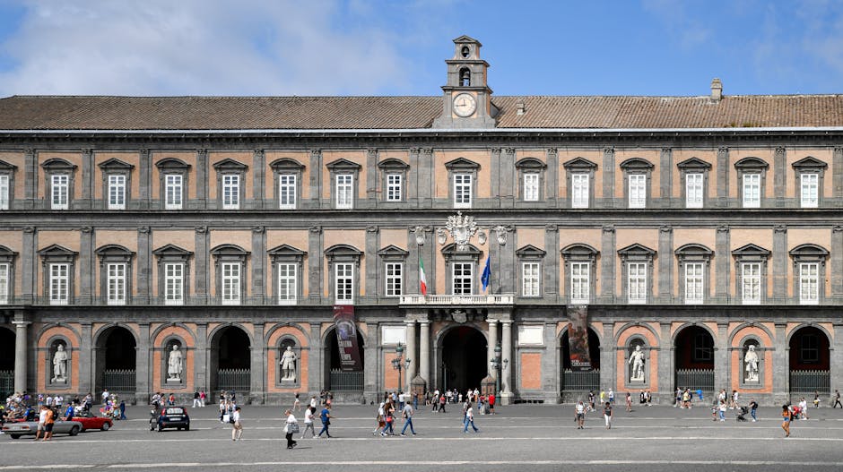 Royal Palace of Naples facade on Piazza del Plebiscito