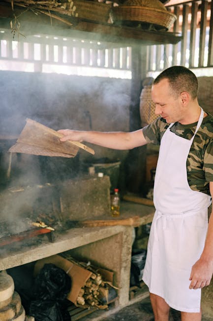 Local chef preparing tripe in a rustic kitchen