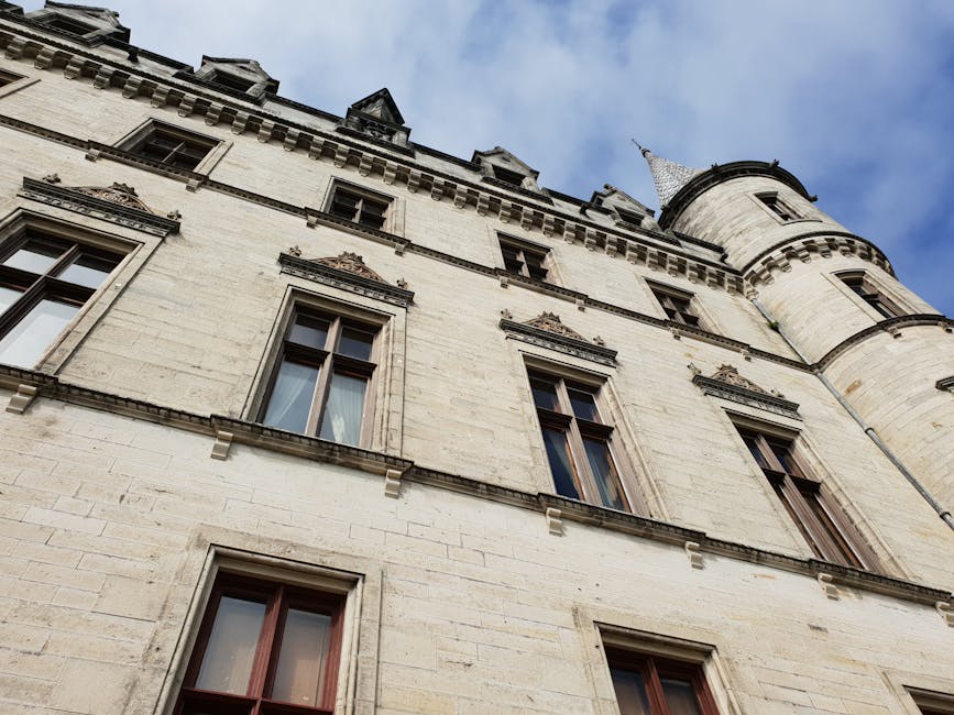 Renovated tower façade from the Renaissance period with widened windows
