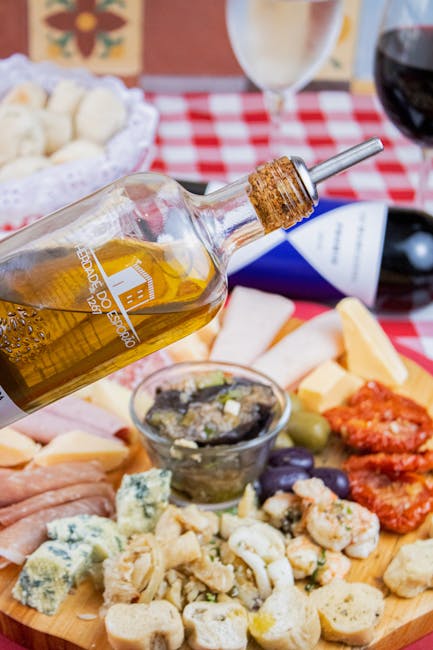 Vernaccia di San Gimignano bottle with a charcuterie board