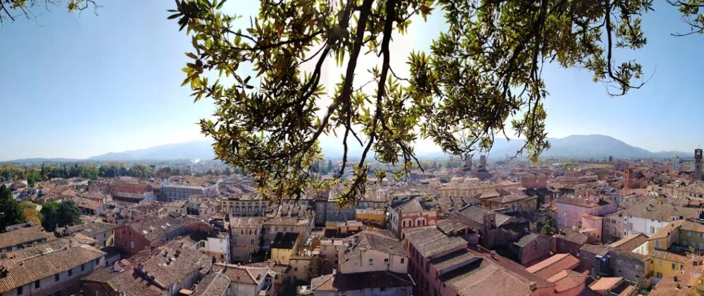 Panoramic view over Lucca medieval city walls