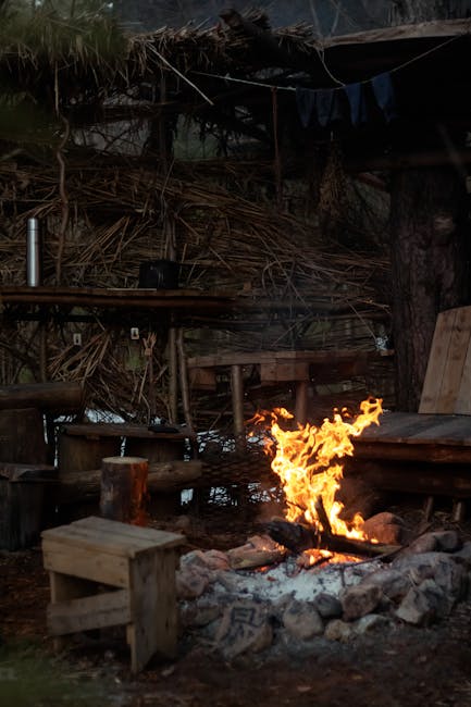 Serata al campeggio con falò
