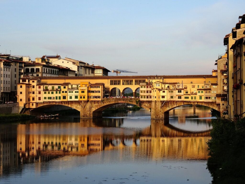 Ponte Vecchio spanning the Arno River in Florence, Tuscany
