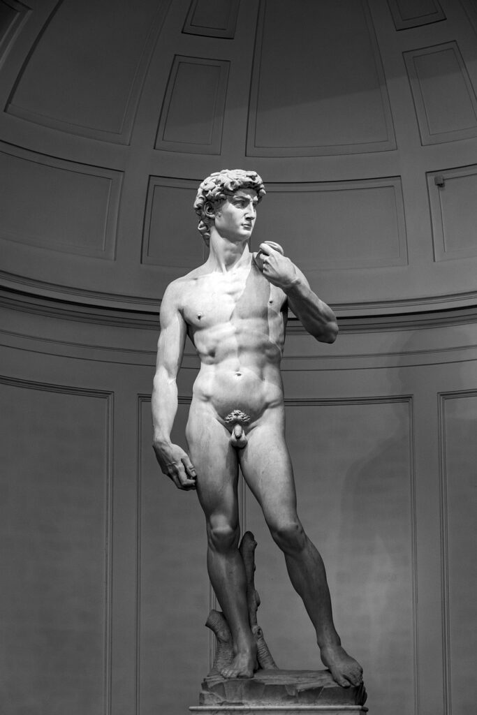 Marble statue of David by Michelangelo inside Accademia Gallery, Florence