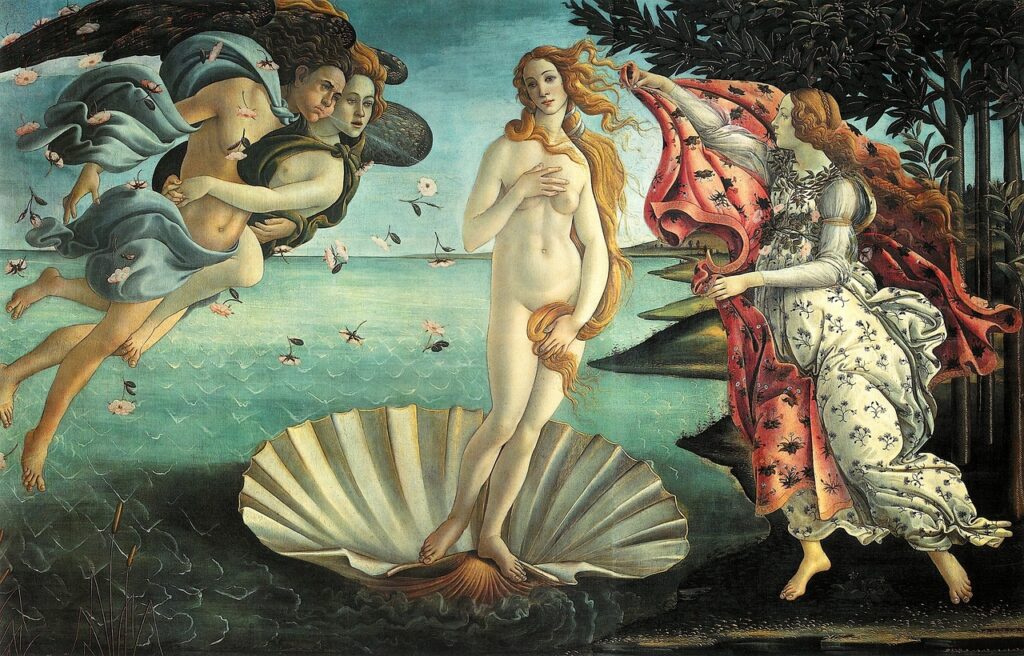 Botticelli painting The Birth of Venus displayed at the Uffizi Gallery, Florence