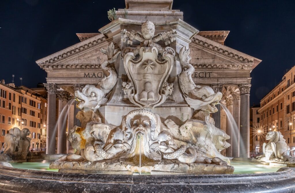 rome trevi fountain oceanus statue close up