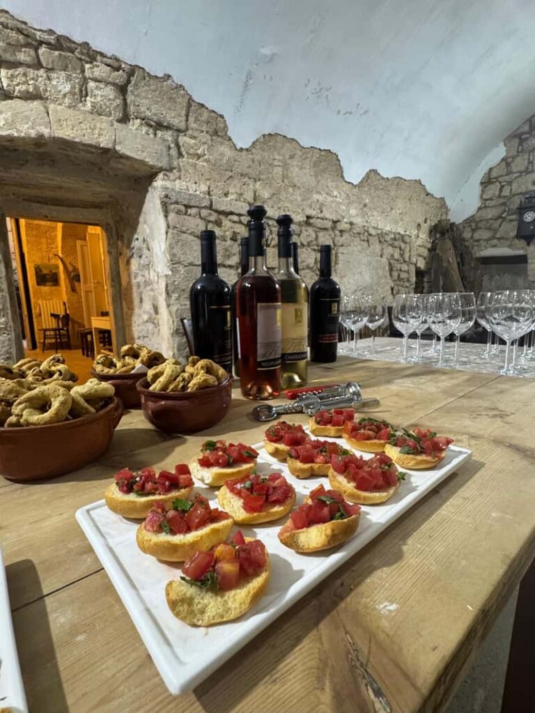 Wine tasting in a historic courtyard