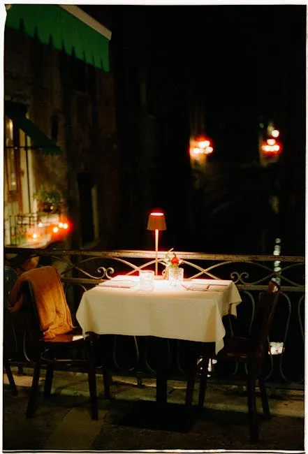Intimate candlelit table for two in a traditional restaurant