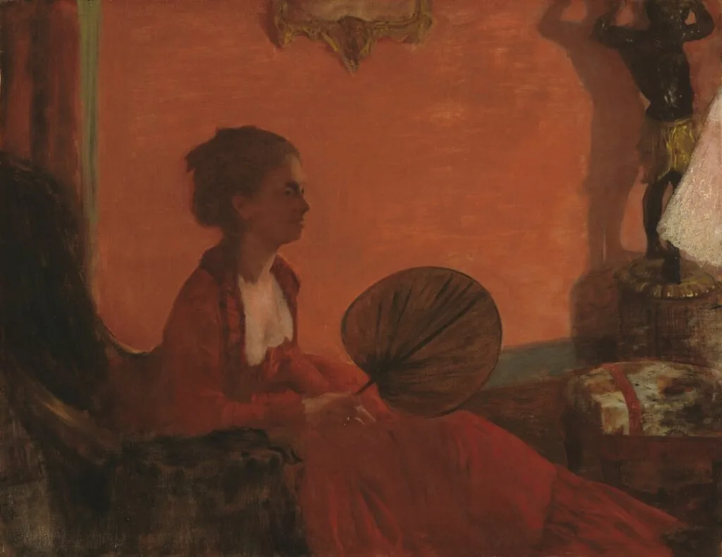 Tableau d'une femme en robe rouge dans les collections du Palazzo Reale de Turin.