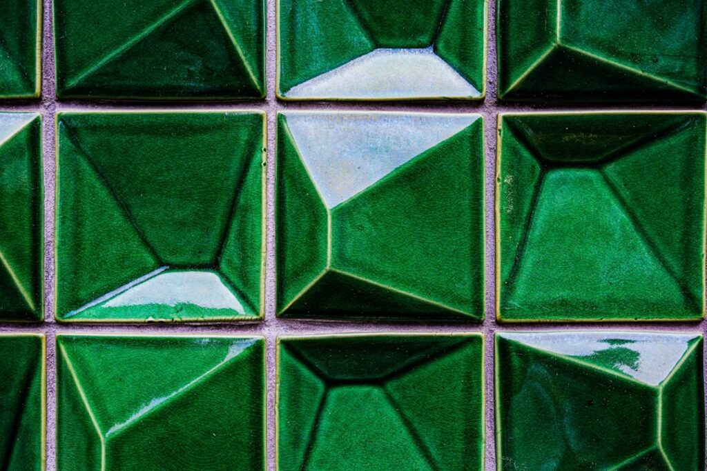 blue and green ceramic tile wall detail