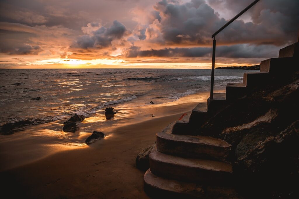 Arienzo Beach sunrise stairs