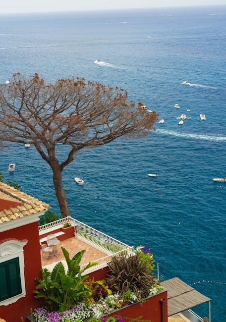 Rooftop terrace with panoramic view at a private villa in Positano