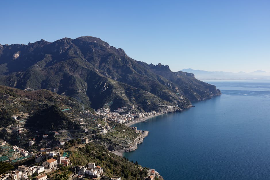 Ravello Hügelterrasse bei Sonnenuntergang