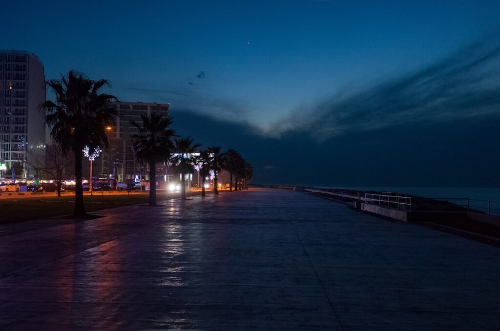 Foro Italico sea promenade at evening