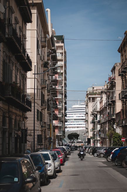 City street in Palermo with afternoon shadows