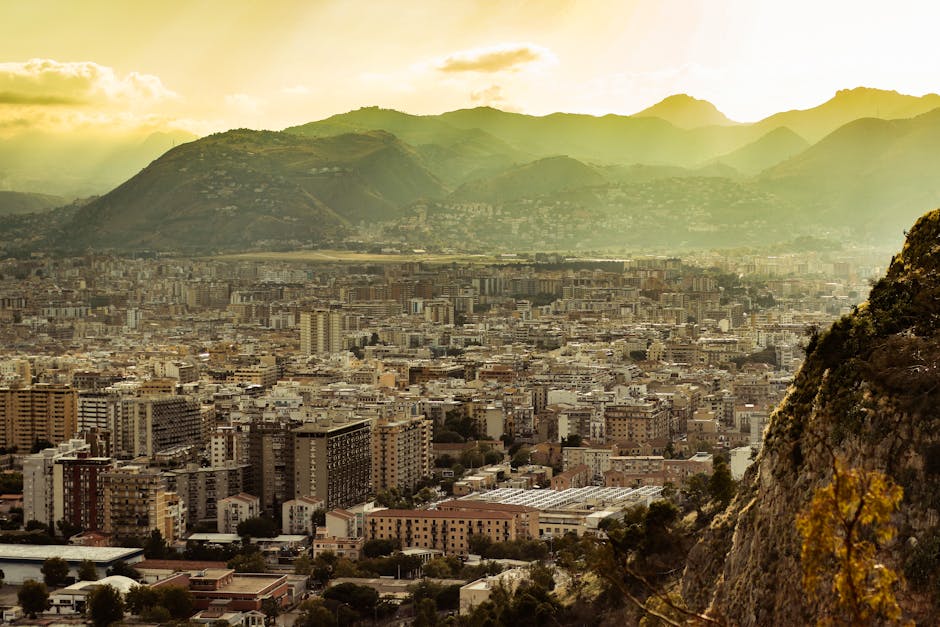 Palermo cityscape at sunset