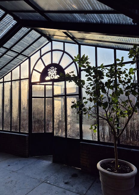 Historic greenhouse at Orto Botanico di Palermo in morning light