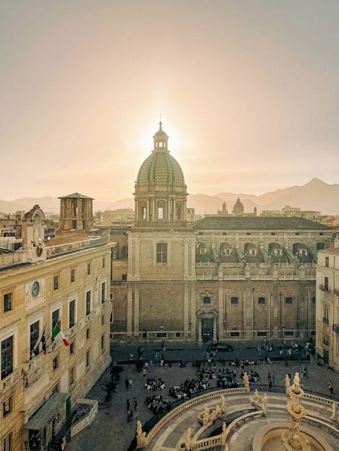 Sunset view over Palermo rooftops from a terrace
