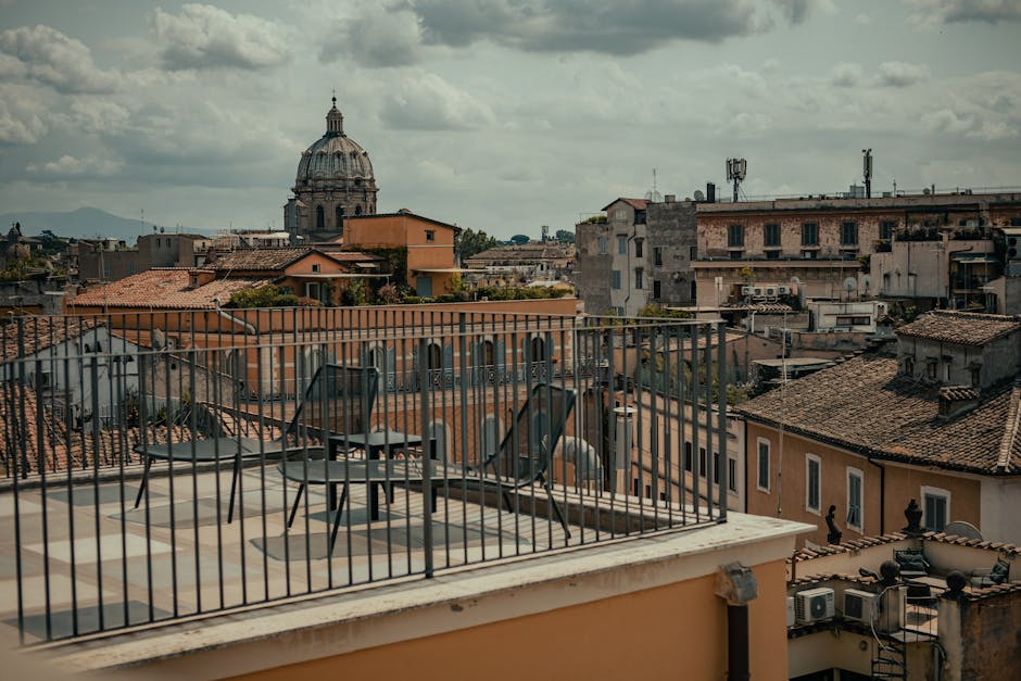 Rooftop terrace view of Palazzo dei Normanni with city
