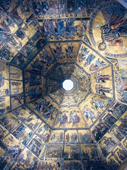 Gouden achthoekig koepelmosaïek in het Battistero van Padua